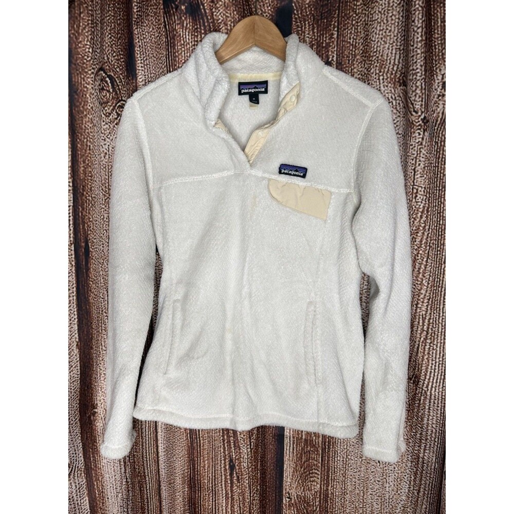 Patagonia Womens Cream ReTool Snap T Fleece Pullover Sweatshirt Mock Neck Medium